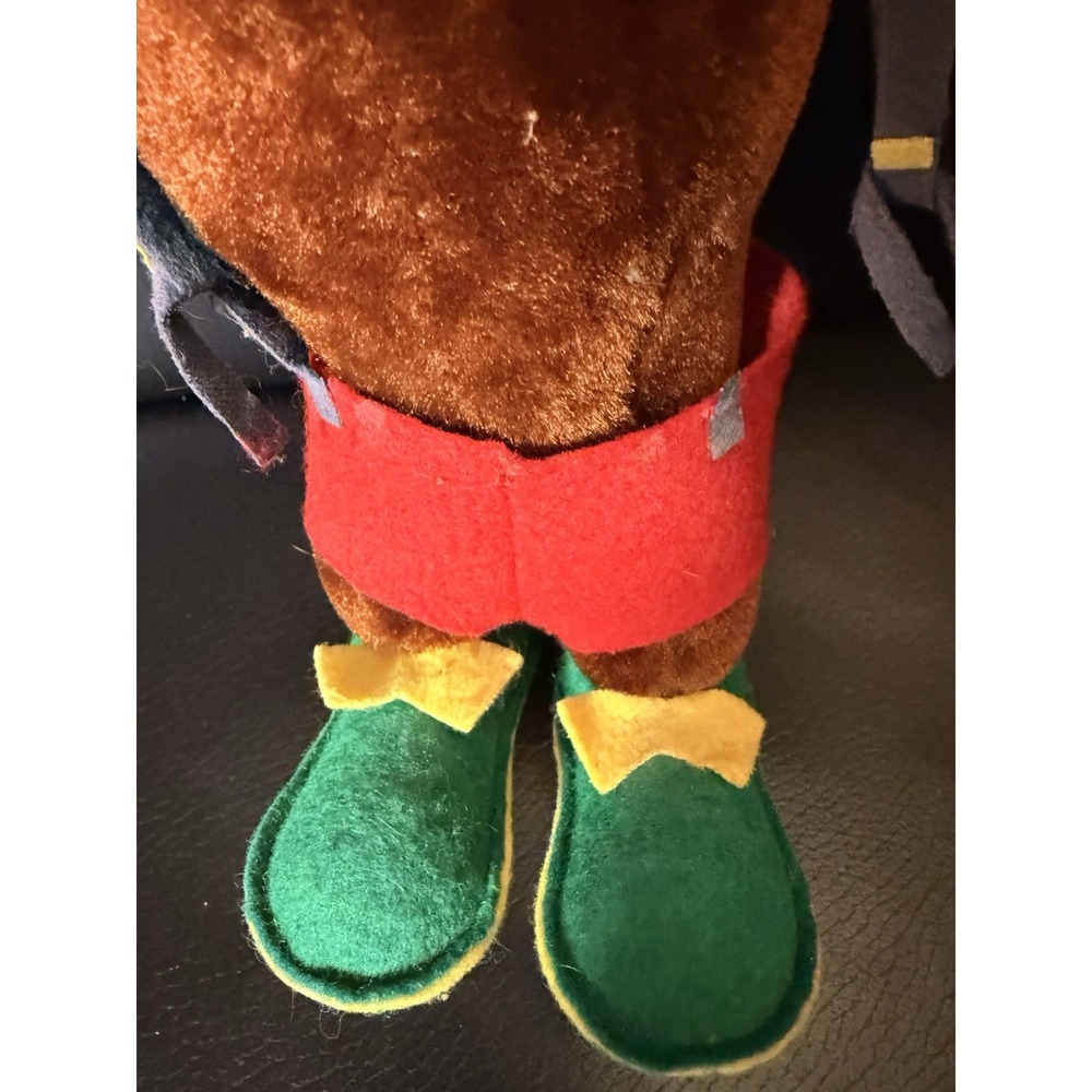 Vintage Ideal Toy Corp Monkey Plush Doll Red Shorts Green Shoes Bow Tie Retro - Picture 4 of 16